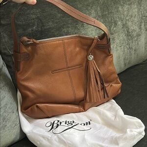 Brighton Tan Leather Shoulder Bag with Tassel Detail